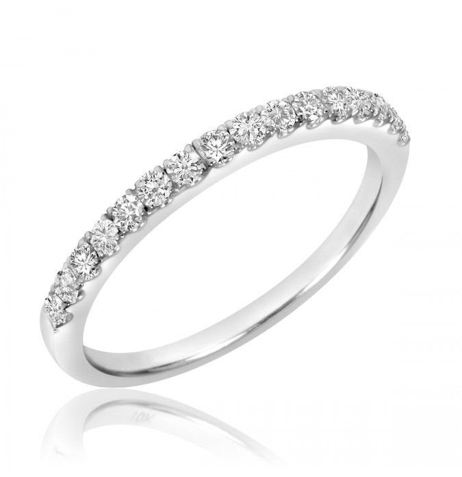 Ladies Wedding Bands - Stackable Wedding Bands - Page 1 Nhẫn bạc nữ S925 thiết kế Half-Eternity đính đá lấp lánh Hani Jewellery.