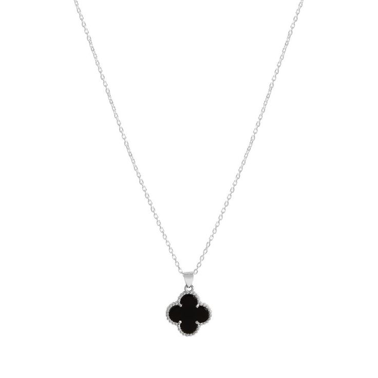 Onyx New & Second-Hand Jewellery Online _ William May Dây chuyền cỏ 4 lá Onyx đen Hani Jewellery