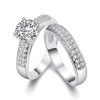 Nhẫn đôi bạc S925 đính đá Zirconia kiểu Pave Band lấp lánh
