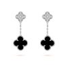 Khuyên tai cỏ 4 lá đôi đá Onyx đen Hani Jewellery