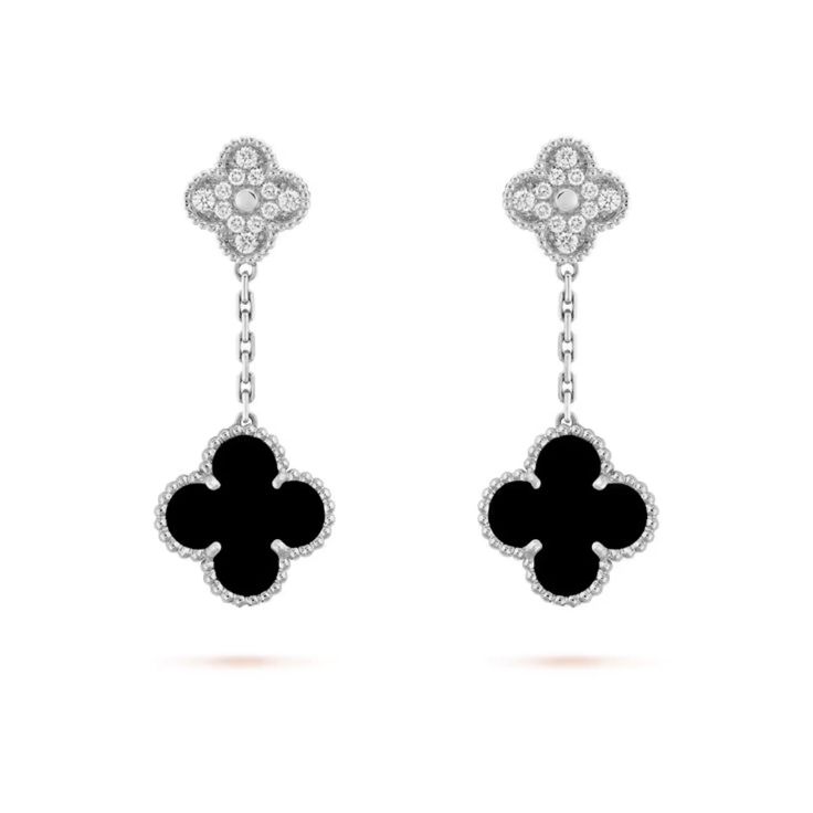 #jewelry #luxury #lifestyle #griff_ Khuyên tai cỏ 4 lá đôi đá Onyx đen Hani Jewellery